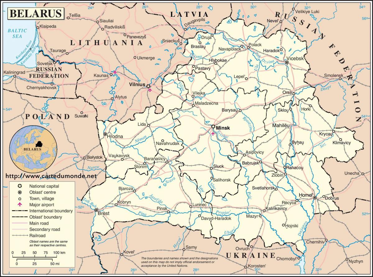 Zemlja Bjelorusija karti